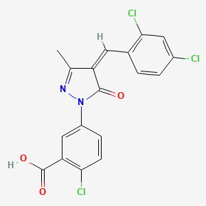 2-chloro-5-[(4Z)-4-(2,4-dichlorobenzylidene)-3-methyl-5-oxo-4,5-dihydro-1H-pyrazol-1-yl]benzoic acid