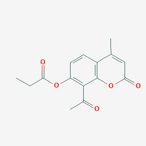 8-acetyl-4-methyl-2-oxo-2H-chromen-7-yl propanoate