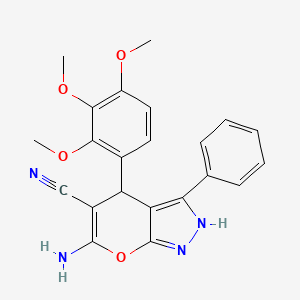 molecular formula C22H20N4O4 B15009618 6-Amino-3-phenyl-4-(2,3,4-trimethoxyphenyl)-1,4-dihydropyrano[2,3-c]pyrazole-5-carbonitrile 