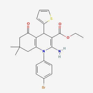 molecular formula C24H25BrN2O3S B15009651 Ethyl 2-amino-1-(4-bromophenyl)-7,7-dimethyl-5-oxo-4-(thiophen-2-yl)-1,4,5,6,7,8-hexahydroquinoline-3-carboxylate 