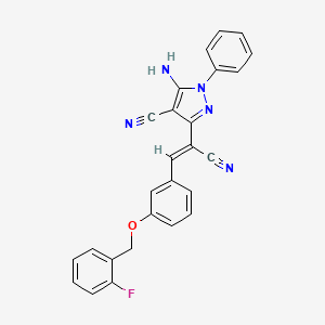 molecular formula C26H18FN5O B15009666 5-amino-3-[(Z)-1-cyano-2-{3-[(2-fluorobenzyl)oxy]phenyl}ethenyl]-1-phenyl-1H-pyrazole-4-carbonitrile 