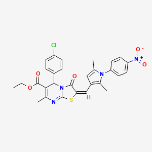 ethyl (2E)-5-(4-chlorophenyl)-2-{[2,5-dimethyl-1-(4-nitrophenyl)-1H-pyrrol-3-yl]methylidene}-7-methyl-3-oxo-2,3-dihydro-5H-[1,3]thiazolo[3,2-a]pyrimidine-6-carboxylate