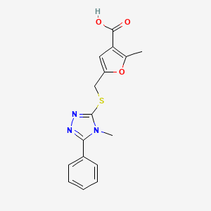 2-methyl-5-{[(4-methyl-5-phenyl-4H-1,2,4-triazol-3-yl)sulfanyl]methyl}furan-3-carboxylic acid