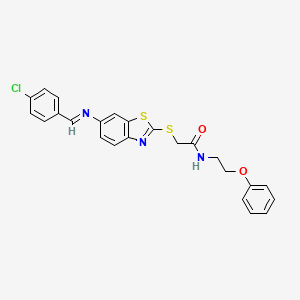 2-[(6-{[(E)-(4-chlorophenyl)methylidene]amino}-1,3-benzothiazol-2-yl)sulfanyl]-N-(2-phenoxyethyl)acetamide