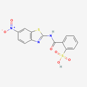 molecular formula C14H9N3O6S2 B15009870 2-[(6-Nitro-1,3-benzothiazol-2-yl)carbamoyl]benzenesulfonic acid 