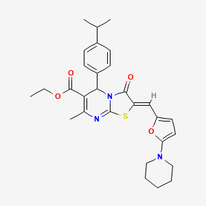 ethyl (2Z)-7-methyl-3-oxo-2-{[5-(piperidin-1-yl)furan-2-yl]methylidene}-5-[4-(propan-2-yl)phenyl]-2,3-dihydro-5H-[1,3]thiazolo[3,2-a]pyrimidine-6-carboxylate