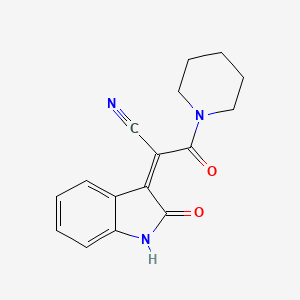 (2Z)-3-oxo-2-(2-oxo-1,2-dihydro-3H-indol-3-ylidene)-3-(piperidin-1-yl)propanenitrile