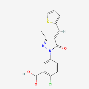 2-chloro-5-[(4E)-3-methyl-5-oxo-4-(thiophen-2-ylmethylidene)-4,5-dihydro-1H-pyrazol-1-yl]benzoic acid