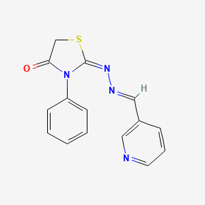 (2E)-3-phenyl-2-[(2E)-(pyridin-3-ylmethylidene)hydrazinylidene]-1,3-thiazolidin-4-one