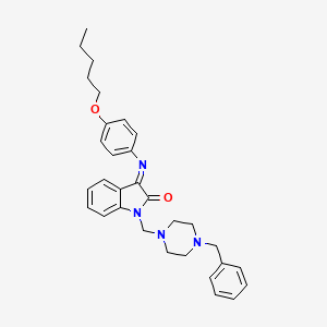 (3Z)-1-[(4-benzylpiperazin-1-yl)methyl]-3-{[4-(pentyloxy)phenyl]imino}-1,3-dihydro-2H-indol-2-one