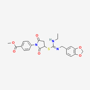 methyl 4-(3-{[N'-(1,3-benzodioxol-5-ylmethyl)-N-ethylcarbamimidoyl]sulfanyl}-2,5-dioxopyrrolidin-1-yl)benzoate