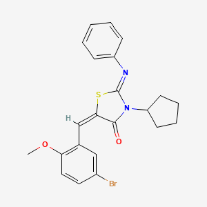 (2E,5E)-5-(5-bromo-2-methoxybenzylidene)-3-cyclopentyl-2-(phenylimino)-1,3-thiazolidin-4-one