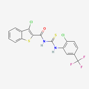 molecular formula C17H9Cl2F3N2OS2 B15010201 3-chloro-N-{[2-chloro-5-(trifluoromethyl)phenyl]carbamothioyl}-1-benzothiophene-2-carboxamide 