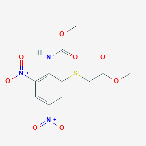 molecular formula C11H11N3O8S B15010256 Methyl ({2-[(methoxycarbonyl)amino]-3,5-dinitrophenyl}sulfanyl)acetate 