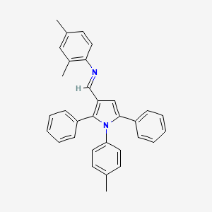 molecular formula C32H28N2 B15010257 2,4-dimethyl-N-{(E)-[1-(4-methylphenyl)-2,5-diphenyl-1H-pyrrol-3-yl]methylidene}aniline 