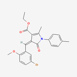 molecular formula C23H22BrNO4 B15010359 ethyl (4Z)-4-[(5-bromo-2-methoxyphenyl)methylidene]-2-methyl-1-(4-methylphenyl)-5-oxo-4,5-dihydro-1H-pyrrole-3-carboxylate 