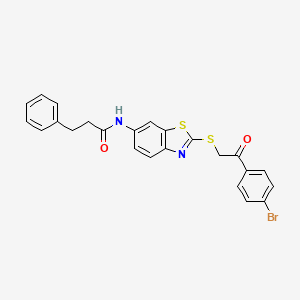 molecular formula C24H19BrN2O2S2 B15010367 N-(2-{[2-(4-bromophenyl)-2-oxoethyl]sulfanyl}-1,3-benzothiazol-6-yl)-3-phenylpropanamide 