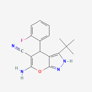 6-Amino-3-tert-butyl-4-(2-fluorophenyl)-1,4-dihydropyrano[2,3-c]pyrazole-5-carbonitrile