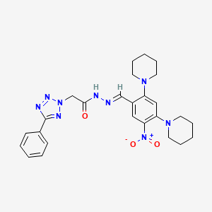 molecular formula C26H31N9O3 B15010417 N'-{(E)-[5-nitro-2,4-di(piperidin-1-yl)phenyl]methylidene}-2-(5-phenyl-2H-tetrazol-2-yl)acetohydrazide 