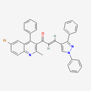 (2E)-1-(6-bromo-2-methyl-4-phenylquinolin-3-yl)-3-(1,3-diphenyl-1H-pyrazol-4-yl)prop-2-en-1-one