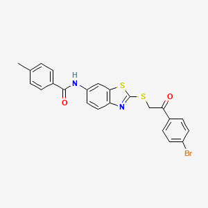 N-(2-{[2-(4-bromophenyl)-2-oxoethyl]sulfanyl}-1,3-benzothiazol-6-yl)-4-methylbenzamide