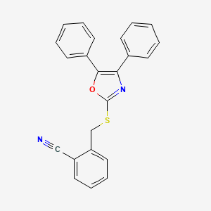 molecular formula C23H16N2OS B15010523 2-{[(4,5-Diphenyl-1,3-oxazol-2-yl)sulfanyl]methyl}benzonitrile 