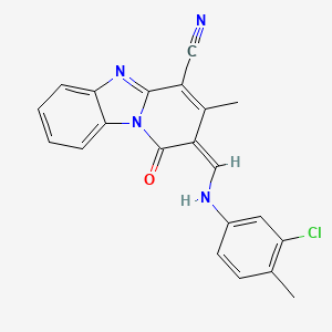 2-{(E)-[(3-chloro-4-methylphenyl)imino]methyl}-1-hydroxy-3-methylpyrido[1,2-a]benzimidazole-4-carbonitrile