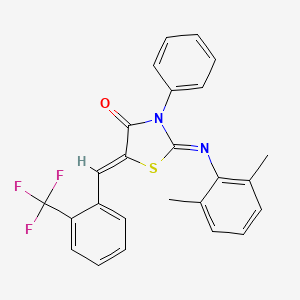 molecular formula C25H19F3N2OS B15010574 (2Z,5Z)-2-[(2,6-dimethylphenyl)imino]-3-phenyl-5-[2-(trifluoromethyl)benzylidene]-1,3-thiazolidin-4-one 