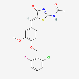 molecular formula C20H16ClFN2O4S B15010614 N-[(2E,5Z)-5-{4-[(2-chloro-6-fluorobenzyl)oxy]-3-methoxybenzylidene}-4-oxo-1,3-thiazolidin-2-ylidene]acetamide 