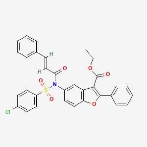 ethyl 5-{[(4-chlorophenyl)sulfonyl][(2E)-3-phenylprop-2-enoyl]amino}-2-phenyl-1-benzofuran-3-carboxylate