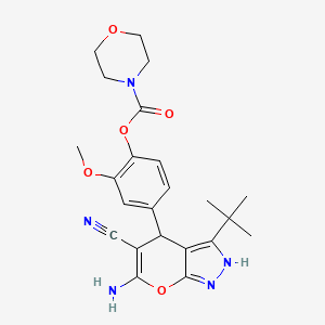 4-(6-Amino-3-tert-butyl-5-cyano-1,4-dihydropyrano[2,3-c]pyrazol-4-yl)-2-methoxyphenyl morpholine-4-carboxylate