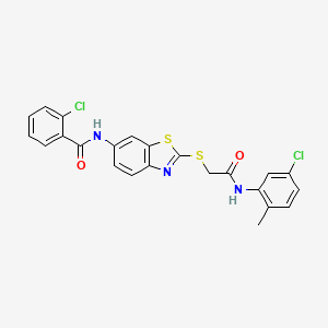 molecular formula C23H17Cl2N3O2S2 B15010671 2-chloro-N-[2-({2-[(5-chloro-2-methylphenyl)amino]-2-oxoethyl}sulfanyl)-1,3-benzothiazol-6-yl]benzamide 