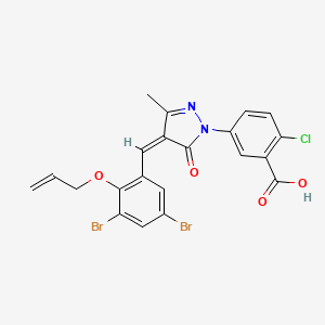 molecular formula C21H15Br2ClN2O4 B15010724 2-chloro-5-{(4Z)-4-[3,5-dibromo-2-(prop-2-en-1-yloxy)benzylidene]-3-methyl-5-oxo-4,5-dihydro-1H-pyrazol-1-yl}benzoic acid 