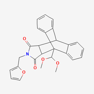 1-(Dimethoxymethyl)-17-(furan-2-ylmethyl)-17-azapentacyclo[6.6.5.0~2,7~.0~9,14~.0~15,19~]nonadeca-2,4,6,9,11,13-hexaene-16,18-dione (non-preferred name)