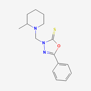 molecular formula C15H19N3OS B15010871 3-[(2-methylpiperidin-1-yl)methyl]-5-phenyl-1,3,4-oxadiazole-2(3H)-thione 