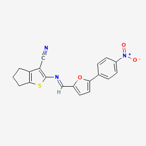 2-({(E)-[5-(4-nitrophenyl)furan-2-yl]methylidene}amino)-5,6-dihydro-4H-cyclopenta[b]thiophene-3-carbonitrile