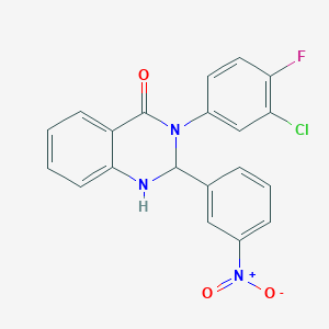 molecular formula C20H13ClFN3O3 B15010956 3-(3-chloro-4-fluorophenyl)-2-(3-nitrophenyl)-2,3-dihydroquinazolin-4(1H)-one 