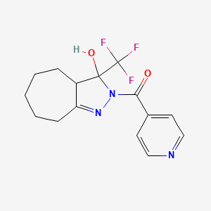 [3-hydroxy-3-(trifluoromethyl)-3a,4,5,6,7,8-hexahydrocyclohepta[c]pyrazol-2(3H)-yl](pyridin-4-yl)methanone