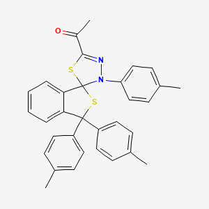 molecular formula C32H28N2OS2 B15011053 1-[3,3,3'-tris(4-methylphenyl)-3H,3'H-spiro[2-benzothiophene-1,2'-[1,3,4]thiadiazol]-5'-yl]ethanone 