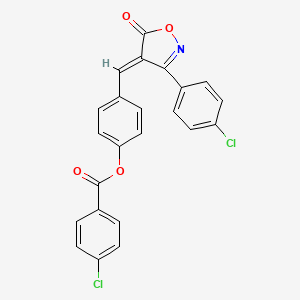 molecular formula C23H13Cl2NO4 B15011109 4-{(E)-[3-(4-chlorophenyl)-5-oxo-1,2-oxazol-4(5H)-ylidene]methyl}phenyl 4-chlorobenzoate 