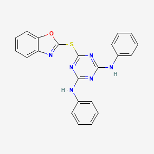 molecular formula C22H16N6OS B15011118 6-(1,3-benzoxazol-2-ylsulfanyl)-N,N'-diphenyl-1,3,5-triazine-2,4-diamine 