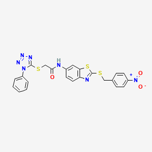 N-{2-[(4-nitrobenzyl)sulfanyl]-1,3-benzothiazol-6-yl}-2-[(1-phenyl-1H-tetrazol-5-yl)sulfanyl]acetamide