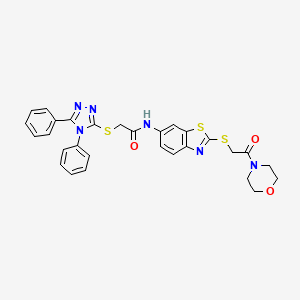 2-[(4,5-diphenyl-4H-1,2,4-triazol-3-yl)sulfanyl]-N-(2-{[2-(morpholin-4-yl)-2-oxoethyl]sulfanyl}-1,3-benzothiazol-6-yl)acetamide