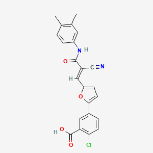 molecular formula C23H17ClN2O4 B15011166 2-chloro-5-(5-{(1E)-2-cyano-3-[(3,4-dimethylphenyl)amino]-3-oxoprop-1-en-1-yl}furan-2-yl)benzoic acid 