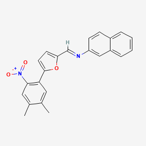 molecular formula C23H18N2O3 B15011189 Furan, 2-(3,4-dimethyl-6-nitrophenyl)-5-[(2-naphthylimino)methyl]- 