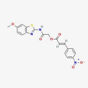 molecular formula C19H15N3O6S B15011200 2-[(6-methoxy-1,3-benzothiazol-2-yl)amino]-2-oxoethyl (2E)-3-(4-nitrophenyl)prop-2-enoate 