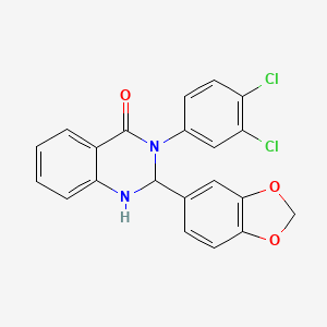 molecular formula C21H14Cl2N2O3 B15011208 2-(1,3-benzodioxol-5-yl)-3-(3,4-dichlorophenyl)-2,3-dihydroquinazolin-4(1H)-one 