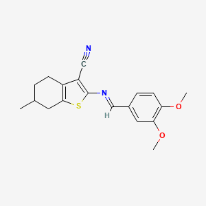 2-{[(E)-(3,4-dimethoxyphenyl)methylidene]amino}-6-methyl-4,5,6,7-tetrahydro-1-benzothiophene-3-carbonitrile