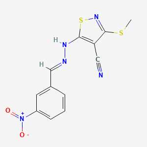 3-(methylsulfanyl)-5-[(2E)-2-(3-nitrobenzylidene)hydrazinyl]-1,2-thiazole-4-carbonitrile