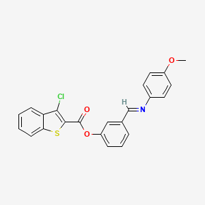 molecular formula C23H16ClNO3S B15011351 3-[(E)-[(4-Methoxyphenyl)imino]methyl]phenyl 3-chloro-1-benzothiophene-2-carboxylate 